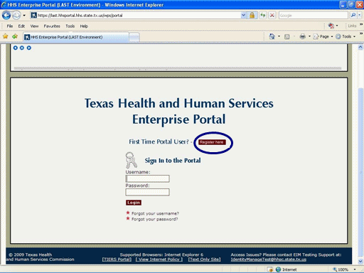 Screen shot of Enterrprise Portal Logon Page
